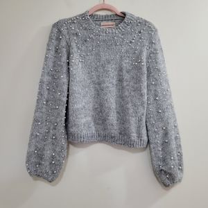 Urban Outfitters Pearl embellished grey knit sweater M
